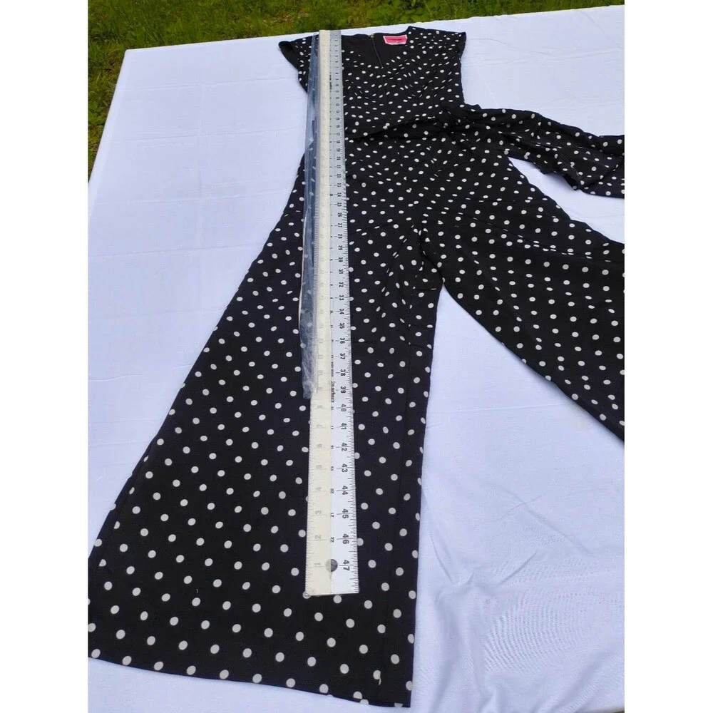 Kate Spade Lia Dot Black and White Polka Dot Wide Leg Jumpsuit - Size 0